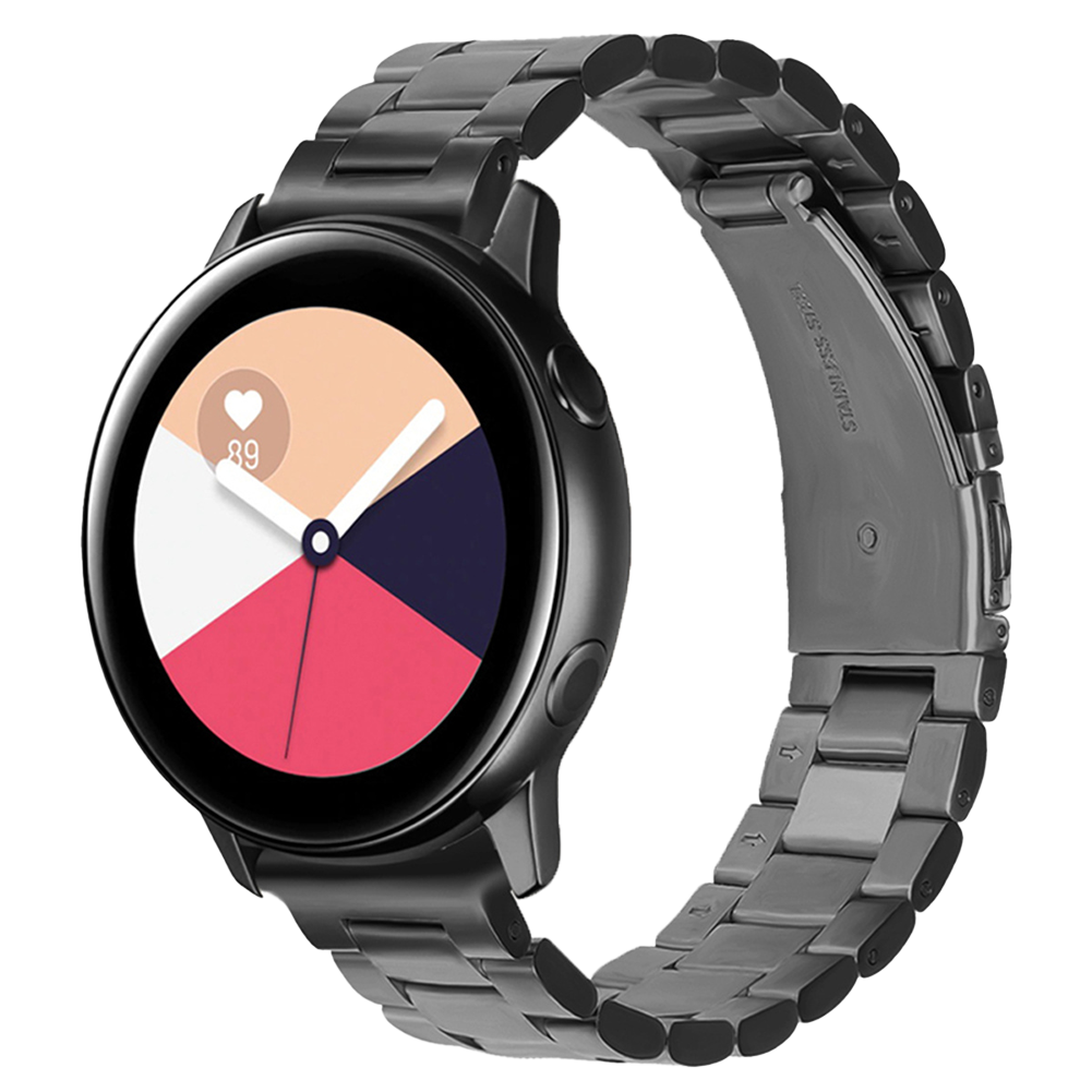 Bandje geschikt voor Samsung Galaxy Watch 40/41/42/44/45/46MM - Geschikt voor Samsung Galaxy Watch 1/2/3/4/5/6/7/Classic Watch 4/Watch 5 Pro/Watch 6 Classic/Watch Active/Watch Active 2 - Maat One Size - Horlogebandje - Metaal - Zwart afbeelding