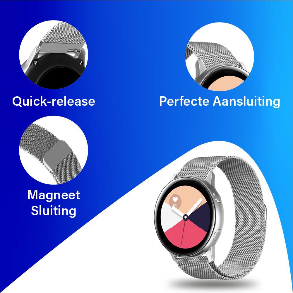 JVS Products Bandje geschikt voor Samsung Galaxy Watch 45/46MM - Geschikt voor Samsung Galaxy Watch 1/3/Gear S3 Classic/Gear S3 Frontier - Maat One Size - Horlogebandje - Milanees - Zilver