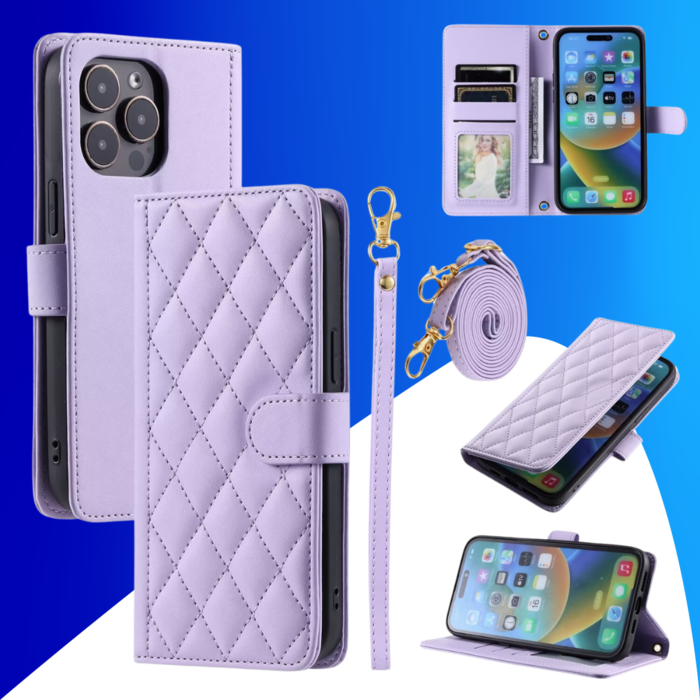 JVS Products iPhone XR hoesje - Bookcase - Pasjeshouder - Koord - Kunstleer - Paars