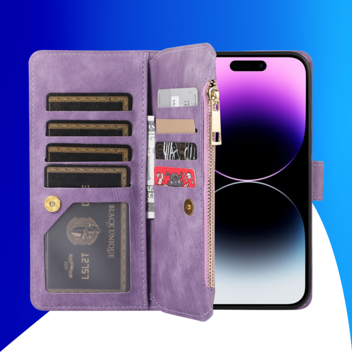 JVS Products iPhone XR hoesje - Bookcase - Pasjeshouder - Portemonnee - Koord - Kunstleer - Paars