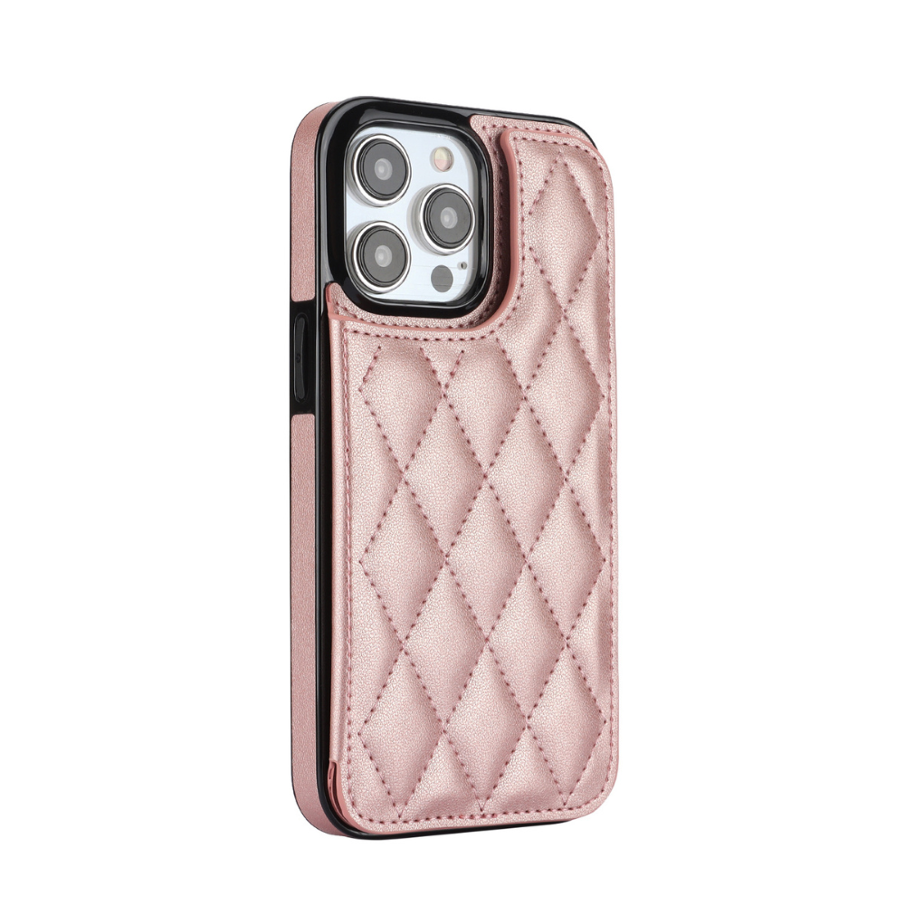 iPhone X hoesje - Backcover - Pasjeshouder - Kunstleer - Rose Goud afbeelding