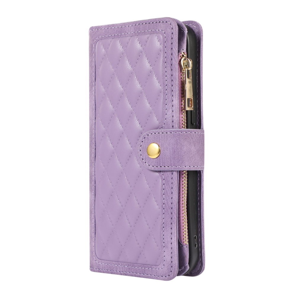 iPhone 13 Pro Max hoesje - Bookcase - Pasjeshouder - Portemonnee - Koord - Kunstleer - Paars afbeelding