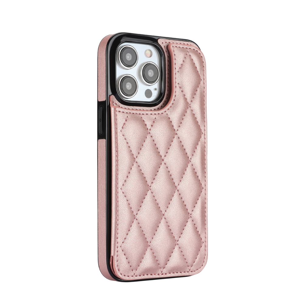 iPhone 14 hoesje - Backcover - Pasjeshouder - Kunstleer - Rose Goud