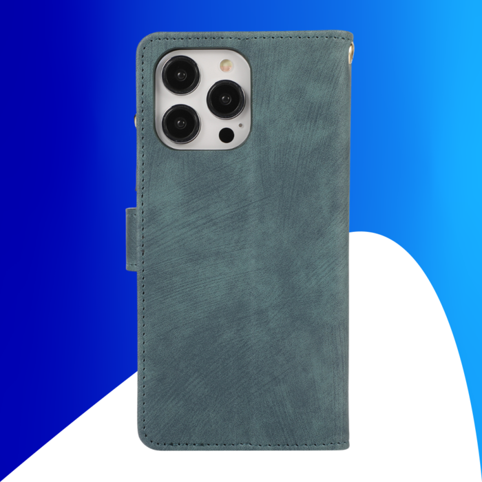 JVS Products iPhone 14 Pro hoesje - Bookcase - Pasjeshouder - Portemonnee - Koord - Kunstleer - Groen
