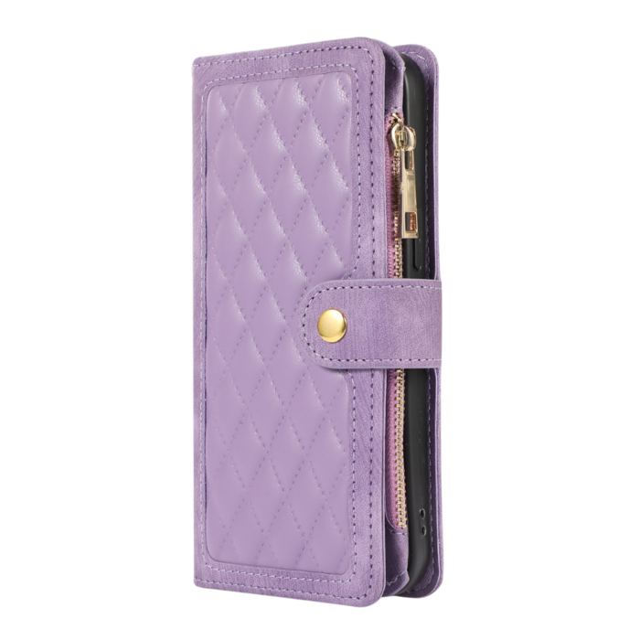 JVS Products iPhone 15 hoesje - Bookcase - Pasjeshouder - Portemonnee - Koord - Kunstleer - Paars