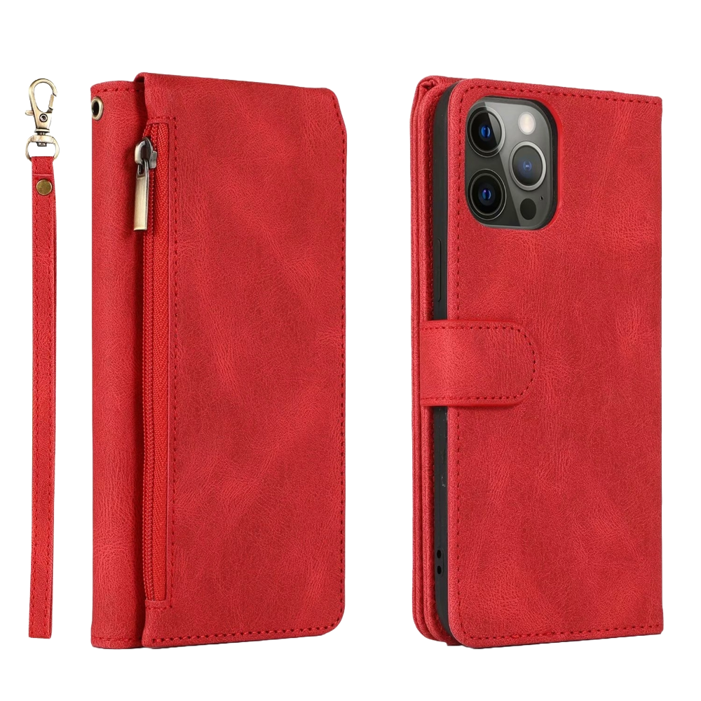 Samsung Galaxy S24 Ultra hoesje - Bookcase - Pasjeshouder - Portemonnee - Rits - Kunstleer - Rood afbeelding