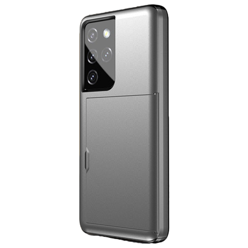 Samsung Galaxy S24 Plus hoesje - Backcover - Hardcase - Pasjeshouder - Portemonnee - Shockproof - TPU - Grijs afbeelding
