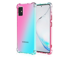 JVS Products Samsung Galaxy S24 Plus hoesje - Backcover - Extra dun - Roze/Turquoise - Tweekleurig - Siliconen - Roze/Turquoise