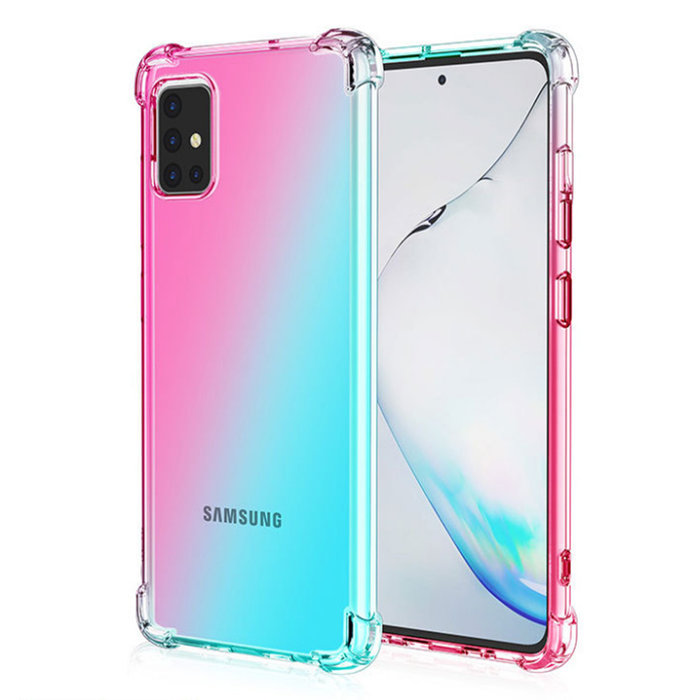 JVS Products Samsung Galaxy S24 Plus hoesje - Backcover - Extra dun - Roze/Turquoise - Tweekleurig - Siliconen - Roze/Turquoise