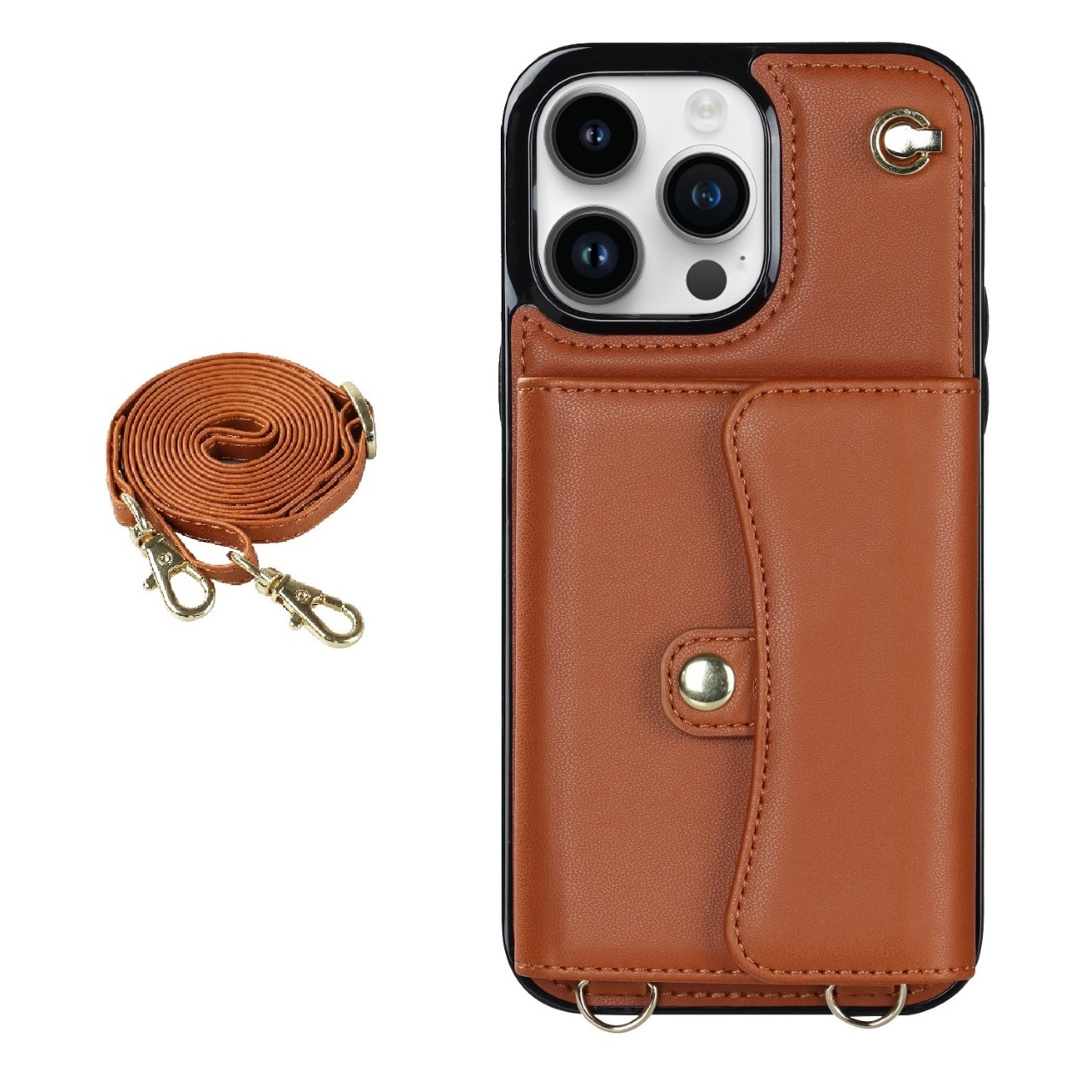 Samsung Galaxy S24 Ultra hoesje - Backcover - Koord - Pasjeshouder - Portemonnee - Kunstleer - Bruin afbeelding