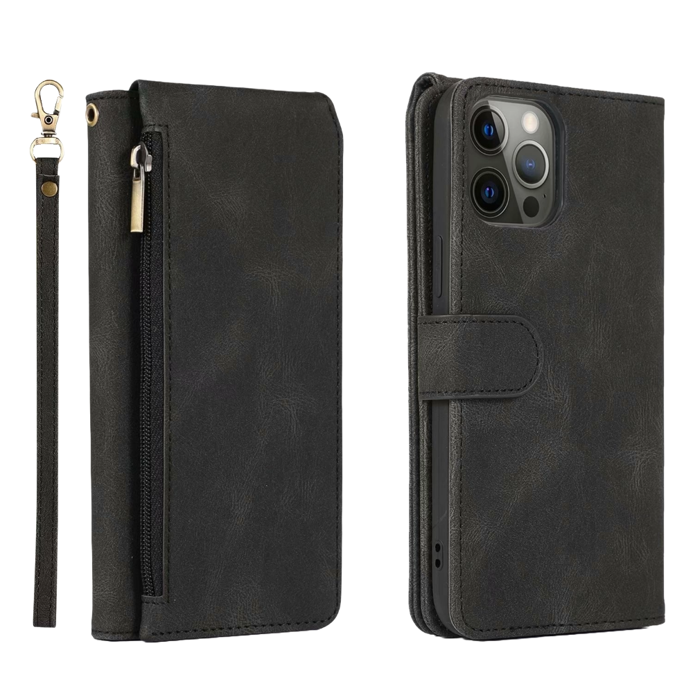 Samsung Galaxy S24 Ultra hoesje - Bookcase - Pasjeshouder - Portemonnee - Rits - Kunstleer - Zwart afbeelding