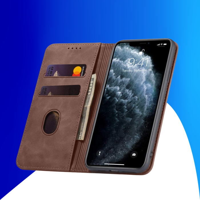 JVS Products Samsung Galaxy S24 hoesje - Bookcase - Pasjeshouder - Portemonnee - Kunstleer - Donkerbruin