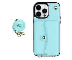 JVS Products Samsung Galaxy S24 Ultra hoesje - Backcover - Koord - Pasjeshouder - Portemonnee - Kunstleer - Lichtblauw