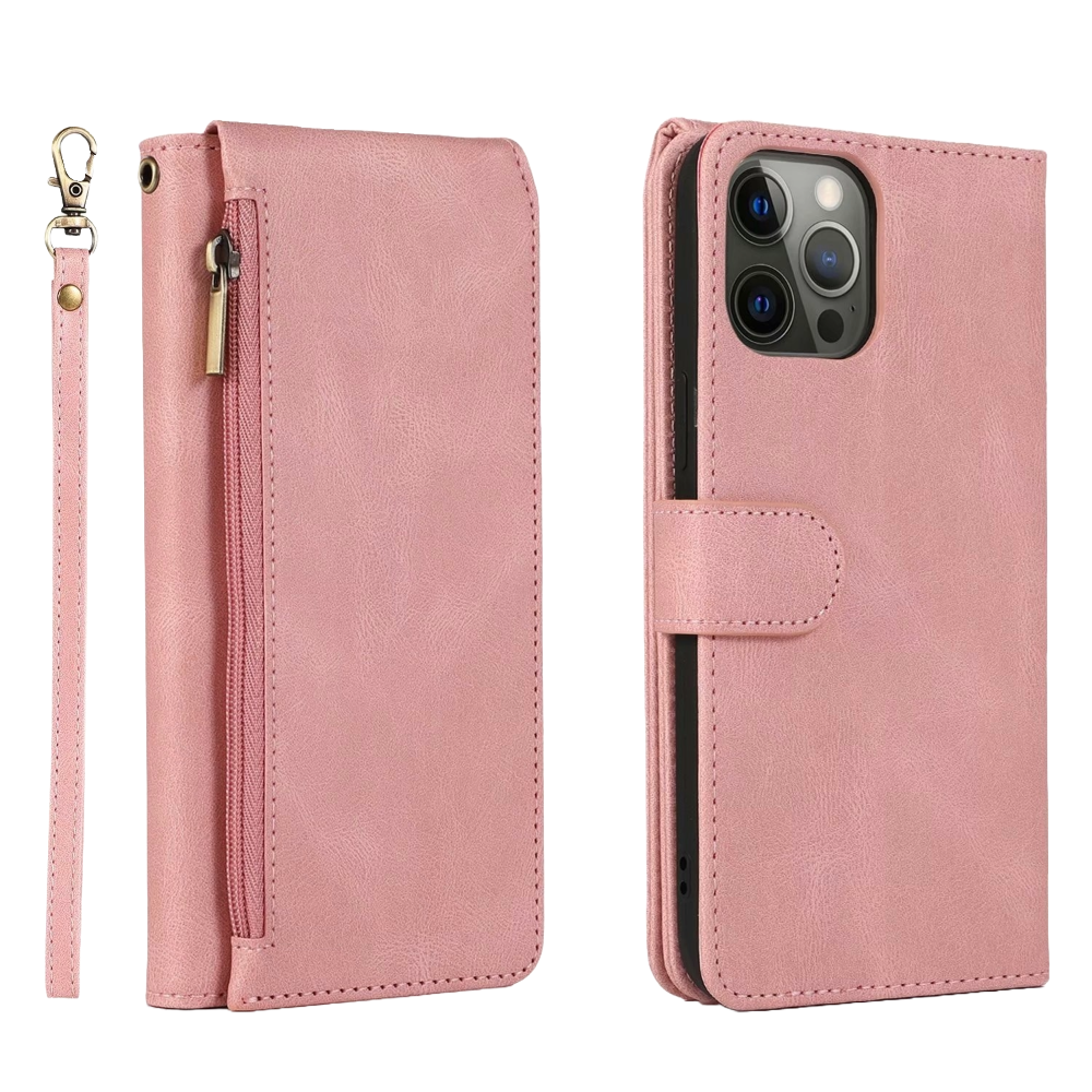 Samsung Galaxy S24 Plus hoesje - Bookcase - Pasjeshouder - Portemonnee - Rits - Kunstleer - Rose Goud afbeelding