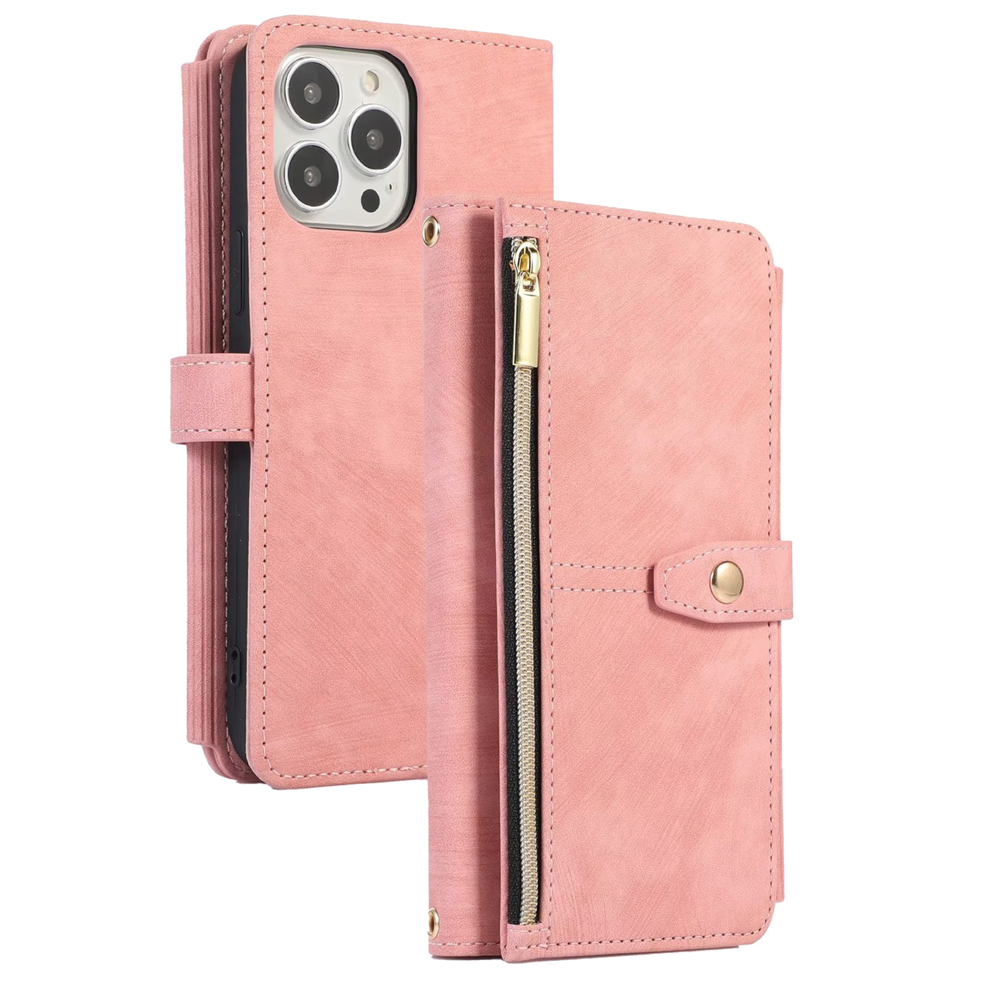Samsung Galaxy S24 hoesje - Bookcase - Koord - Pasjeshouder - Portemonnee - Kunstleer - Roze afbeelding