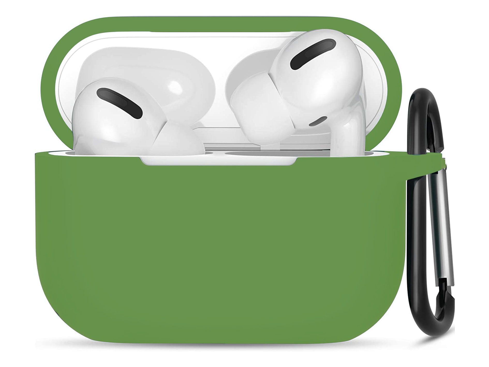 Hoesje geschikt voor Apple Airpods Pro - Softcase - Sleutelhanger - Cover - Extra dun - Siliconen - Donkergroen