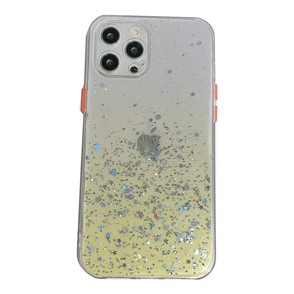 iPhone XS hoesje - Backcover - Camerabescherming - Glitter - TPU - Geel afbeelding
