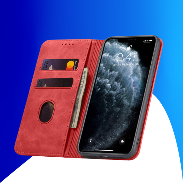 JVS Products Samsung Galaxy A25 hoesje - Bookcase - Pasjeshouder - Portemonnee - Kunstleer - Rood