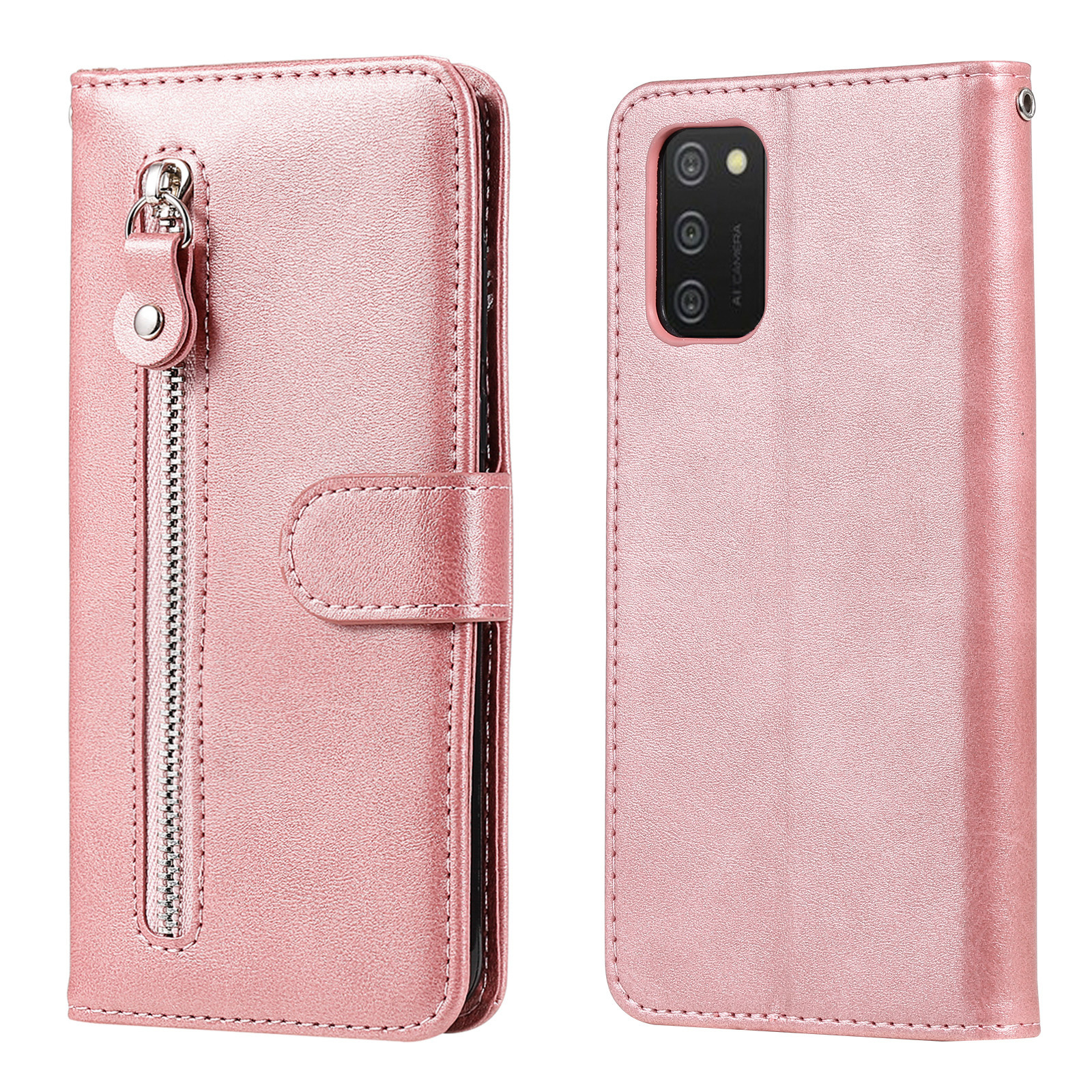 JVS Products Samsung Galaxy A25 hoesje - Bookcase - Pasjeshouder - Portemonnee - Rits - Kunstleer - Rose Goud