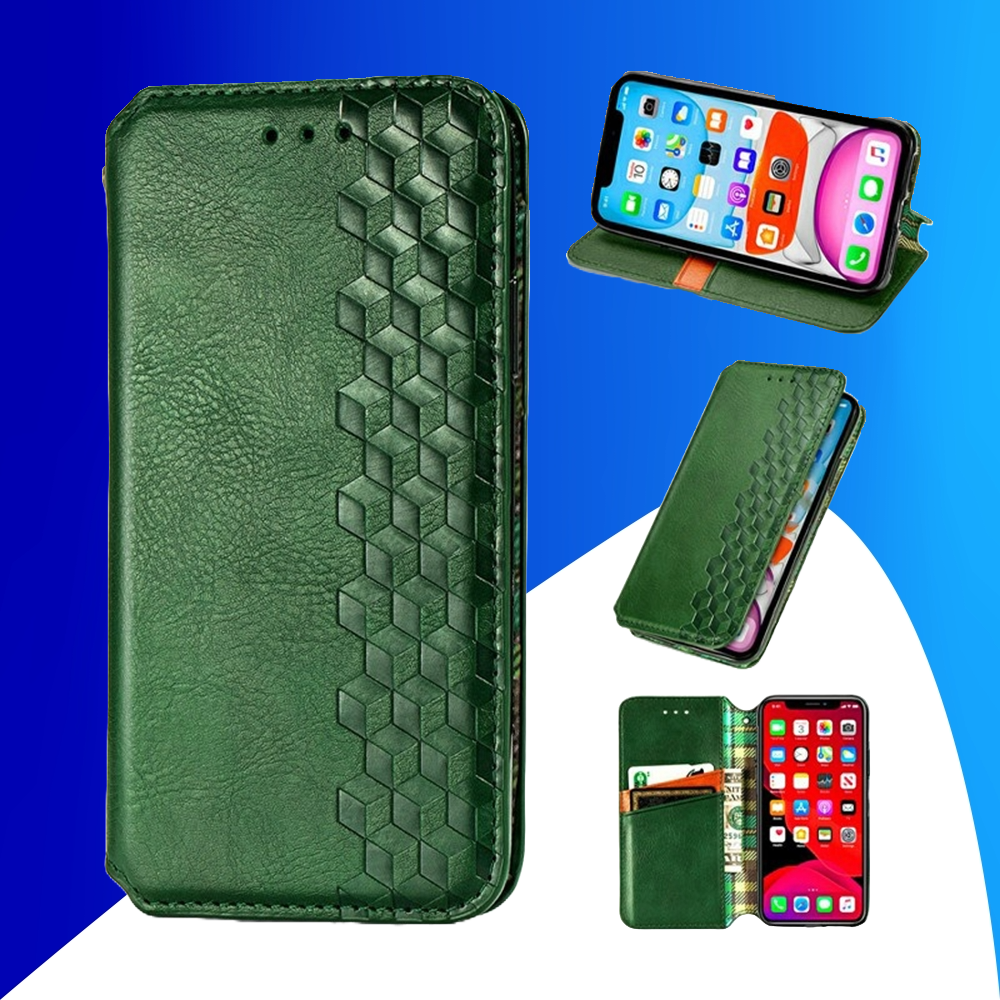 JVS Products Samsung Galaxy A25 hoesje - Bookcase - Pasjeshouder - Portemonnee - Diamantpatroon - Kunstleer - Groen