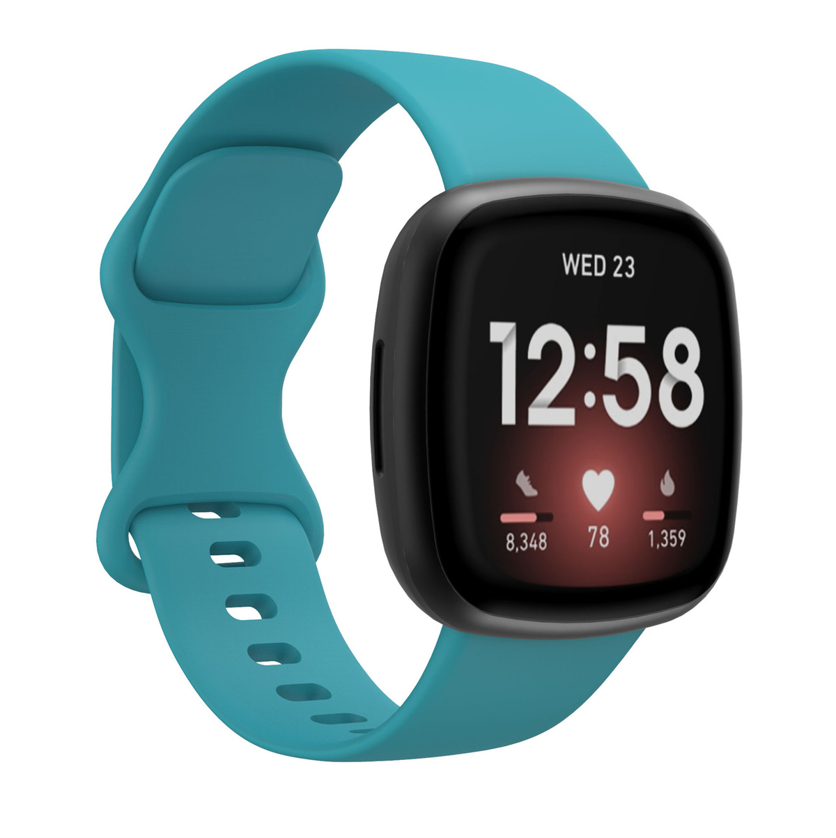 Bandje geschikt voor Fitbit Versa/Sense - Geschikt voor Fitbit Sense 1/2/Fitbit Versa Original/2/3 - Maat L - Horlogebandje - Siliconen - Lichtblauw