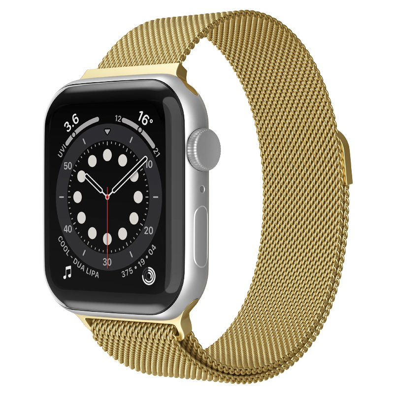 Bandje geschikt voor Apple Watch 38/40MM - Geschikt voor Series 1/2/3/4/5/6/7/8/9/SE/Ultra 1&2 - Maat One Size - Horlogebandje - Milanees - Goud