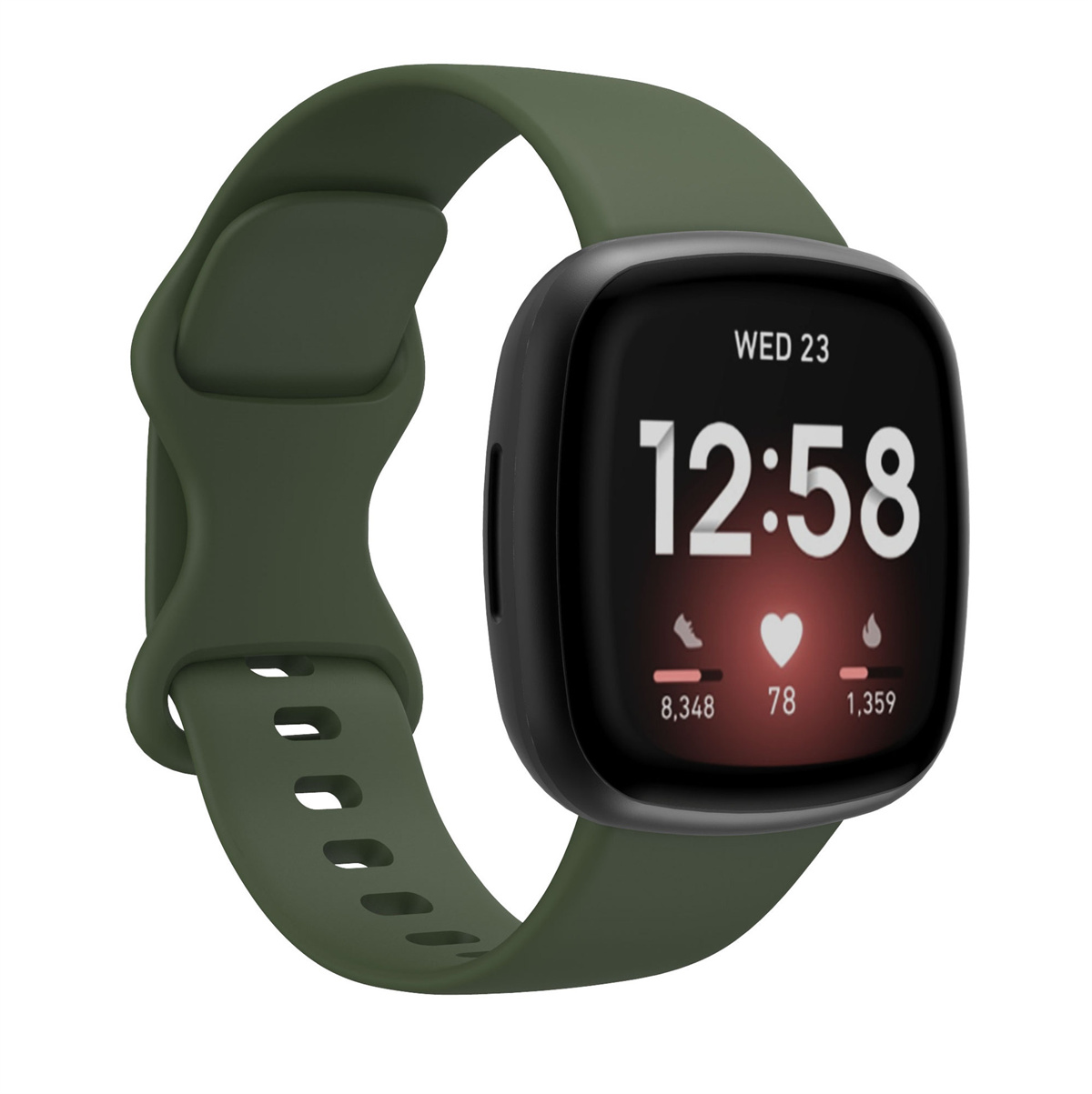 Bandje geschikt voor Fitbit Versa/Sense - Geschikt voor Fitbit Sense 1/2/Fitbit Versa Original/2/3 - Maat S - Horlogebandje - Siliconen - Groen