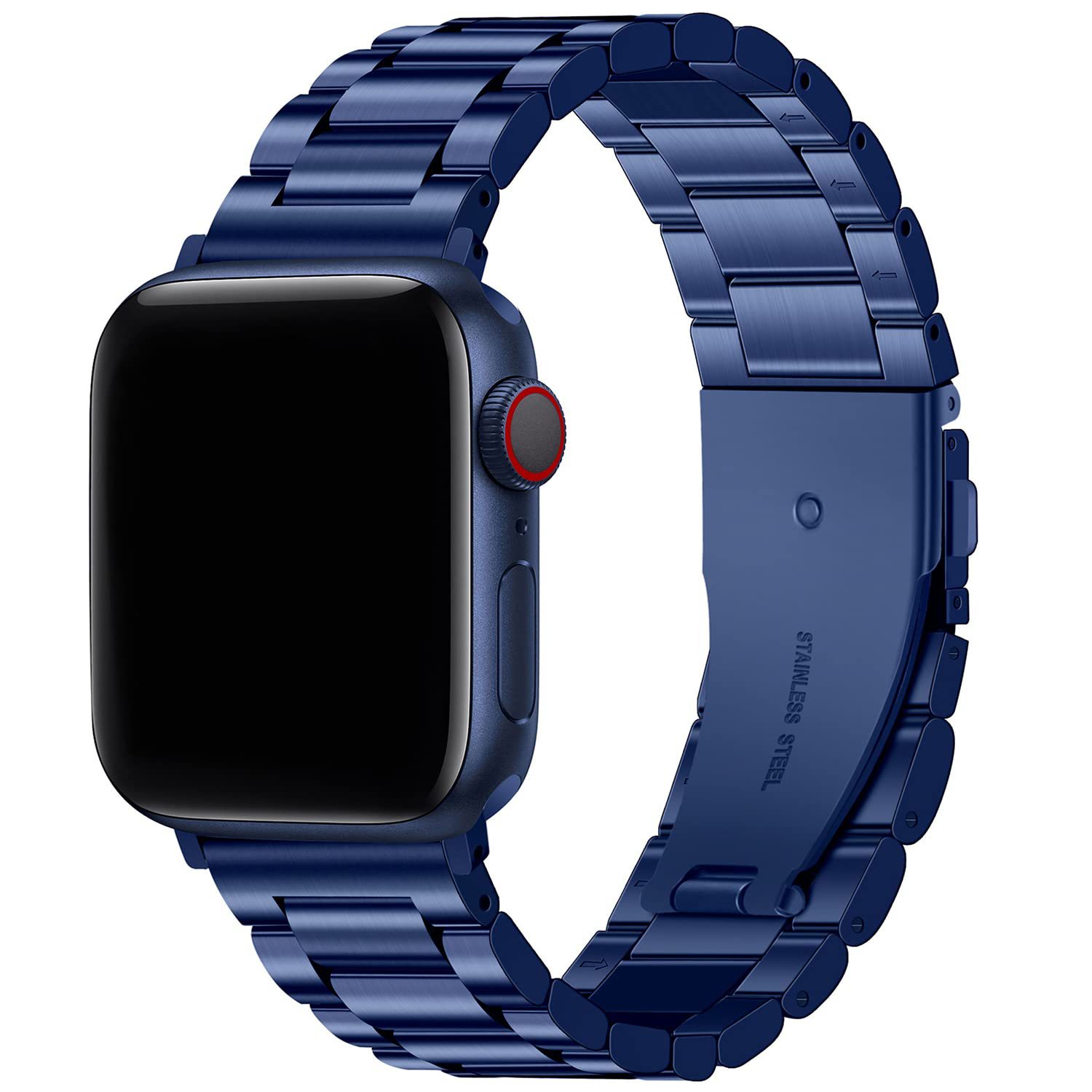 Bandje geschikt voor Apple Watch 38/40MM - Geschikt voor Series 1/2/3/4/5/6/7/8/9/SE/Ultra 1&2 - Maat One Size - Horlogebandje - Metaal - Blauw