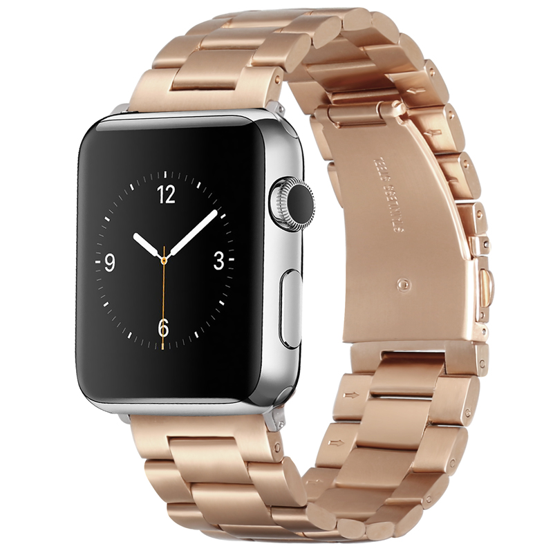 Bandje geschikt voor Apple Watch 38/40MM - Geschikt voor Series 1/2/3/4/5/6/7/8/9/SE/Ultra 1&2 - Maat One Size - Horlogebandje - Metaal - Rose goud