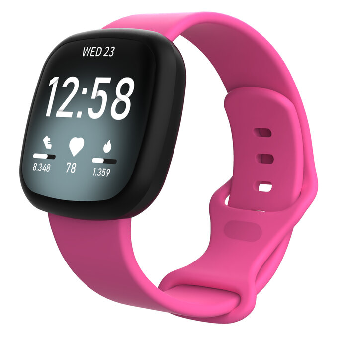 JVS Products Bandje geschikt voor Fitbit Versa/Sense - Geschikt voor Fitbit Sense 1/2/ Fitbit Versa 3/4 - Maat S - Horlogebandje - Siliconen - Roze
