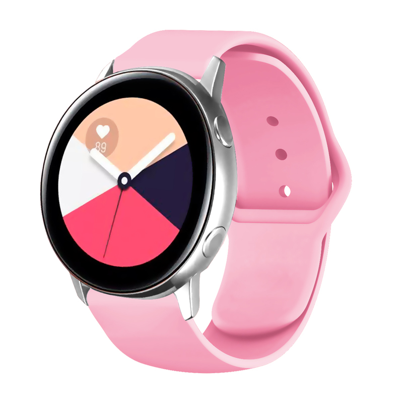 Bandje geschikt voor Samsung Galaxy Watch 40/41/42/44/45/46MM - Geschikt voor Samsung Galaxy Watch 1/2/3/4/5/6/7/Classic Watch 4/Watch 5 Pro/Watch 6 Classic/Watch Active/Watch Active 2 - Maat One Size - Horlogebandje - Siliconen - Roze afbeelding