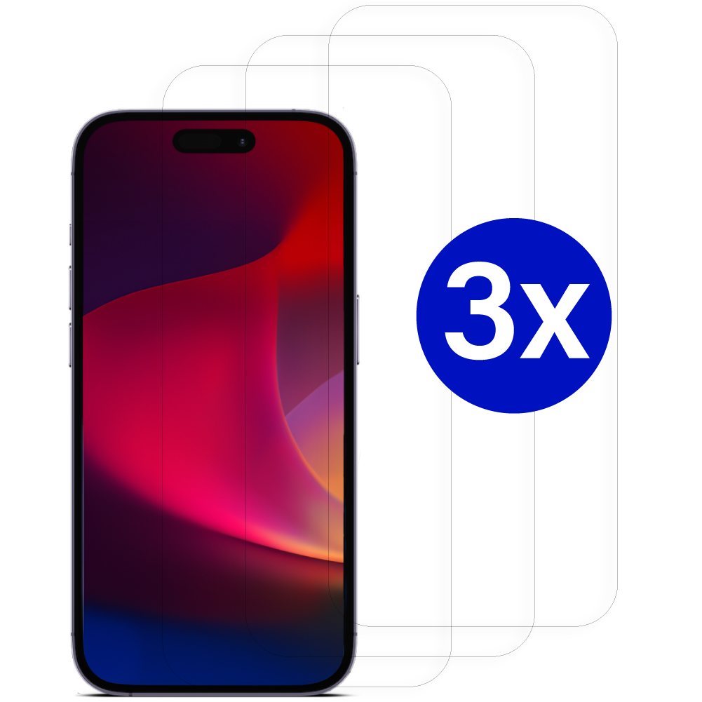 Triple Pack - Screenprotector geschikt voor iPhone 15 Plus - Tempered Glass - Beschermglas - Glas - 3x Screenprotector - Transparant afbeelding