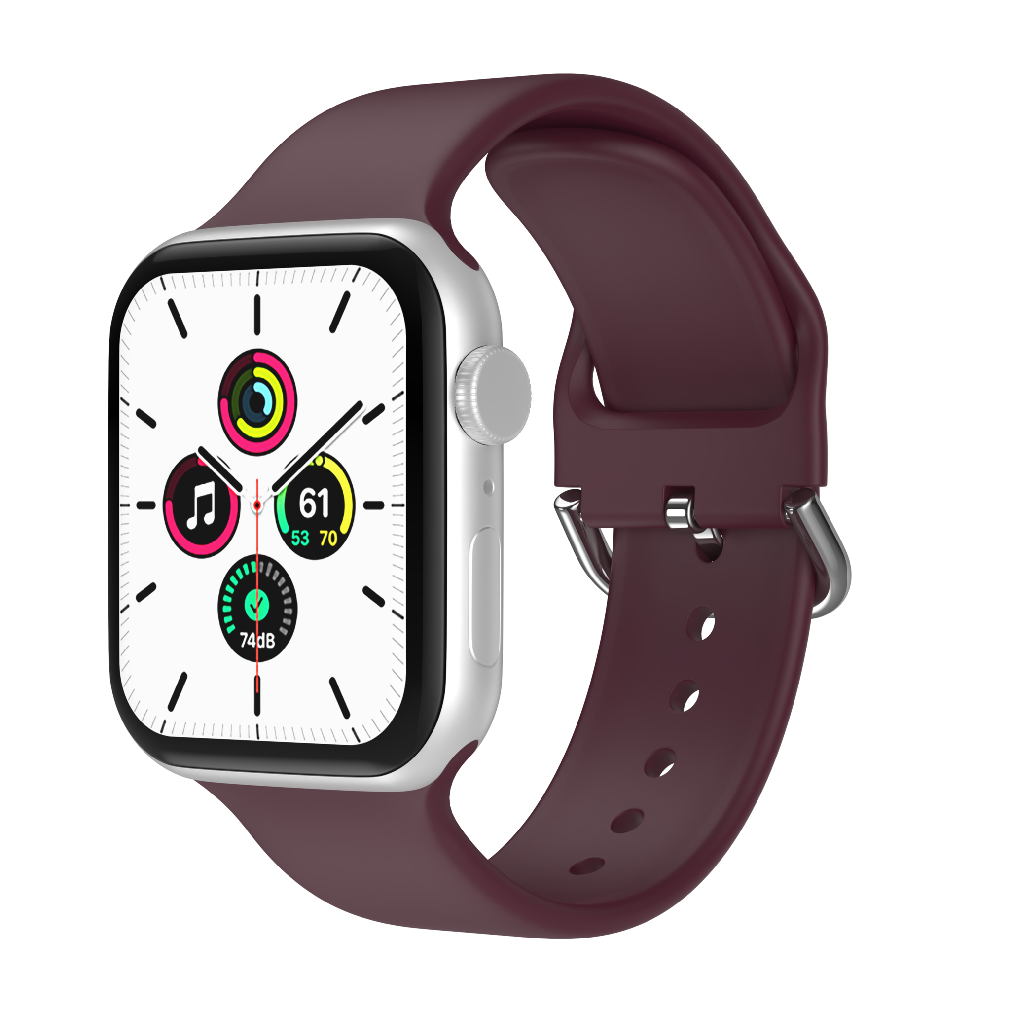Bandje geschikt voor Apple Watch 38/40MM - Geschikt voor Series 1/2/3/4/5/6/7/8/9/SE/Ultra 1&2 - Maat L - Horlogebandje - Siliconen - Bordeaux Rood