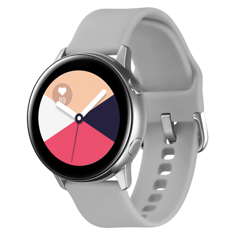 Bandje geschikt voor Samsung Galaxy Watch 40/41/42/44/45/46MM - Geschikt voor Samsung Galaxy Watch 1/2/3/4/5/6/7/Classic Watch 4/Watch 5 Pro/Watch 6 Classic/Watch Active/Watch Active 2 - Maat S - Horlogebandje - Siliconen - Grijs afbeelding