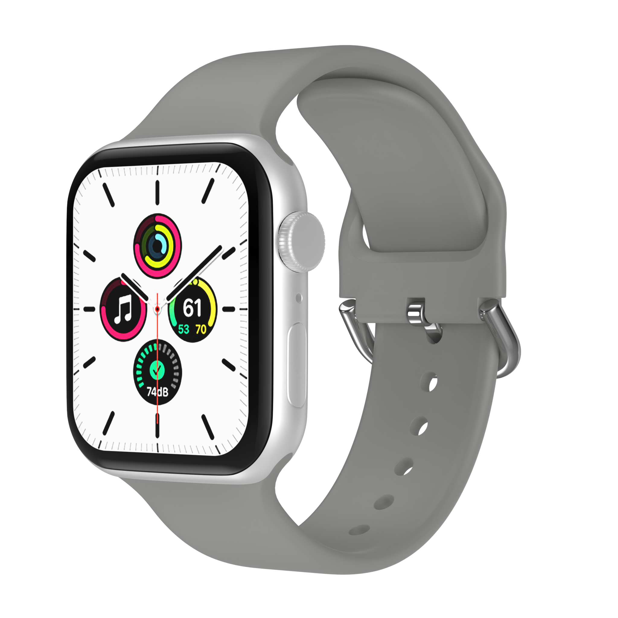 Bandje geschikt voor Apple Watch 38/40MM - Geschikt voor Series 1/2/3/4/5/6/7/8/9/SE/Ultra 1&2 - Maat L - Horlogebandje - Siliconen - Grijs