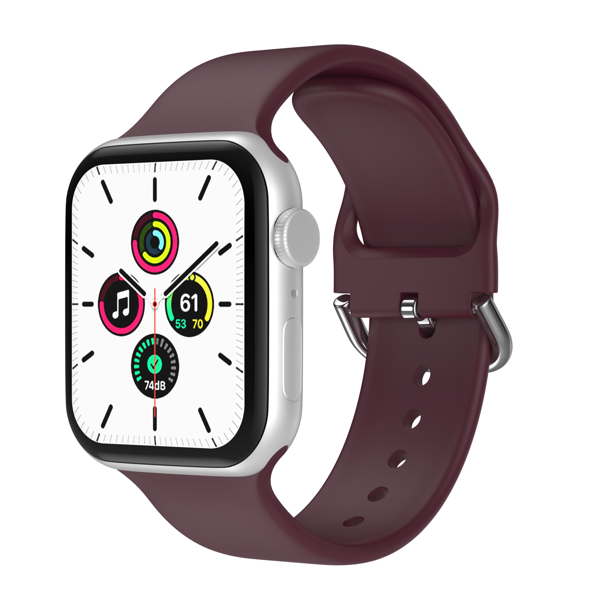 Bandje geschikt voor Apple Watch 42/44MM - Geschikt voor Series 1/2/3/4/5/6/7/8/9/SE/Ultra 1&2 - Maat S - Horlogebandje - Siliconen - Bordeaux Rood