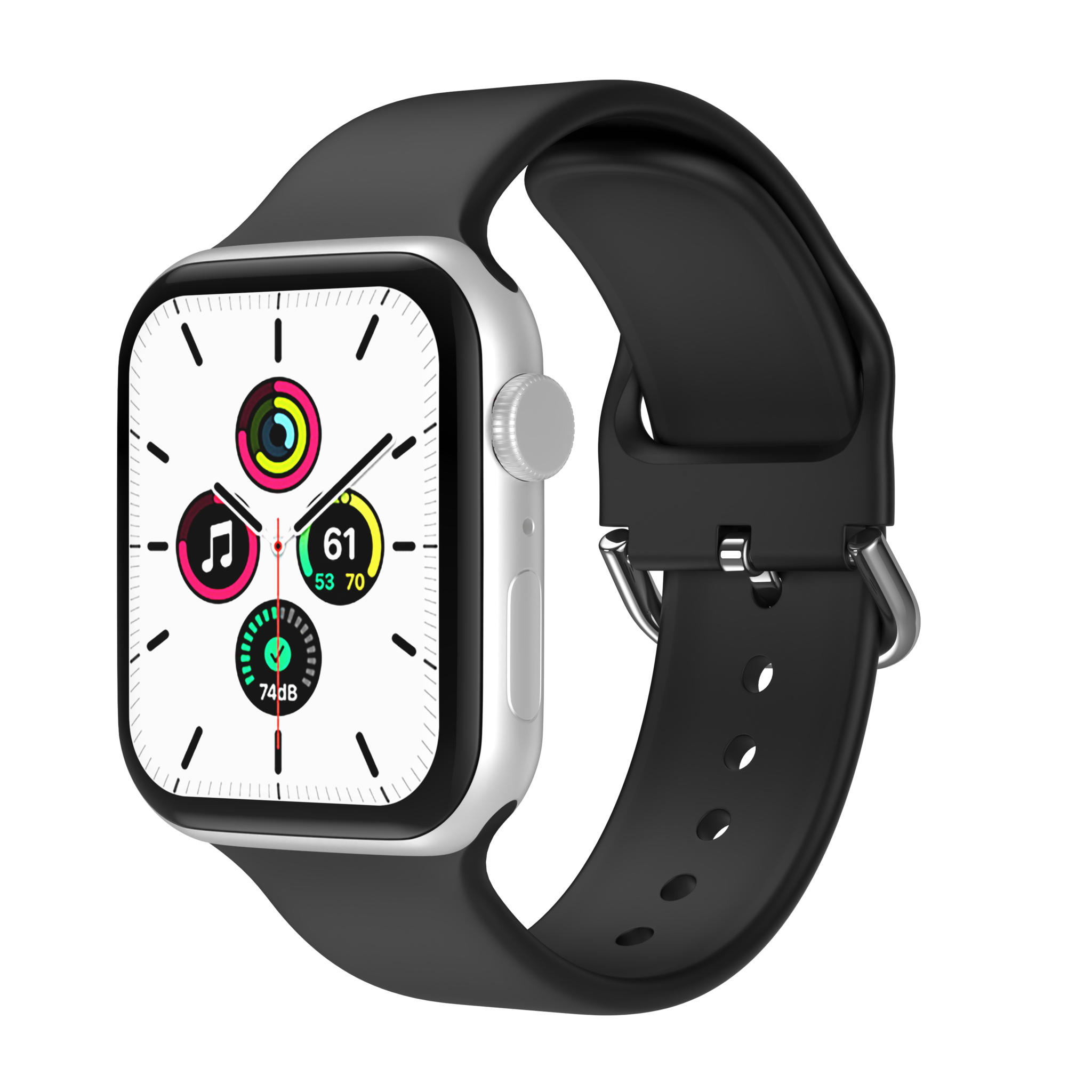 Bandje geschikt voor Apple Watch 42/44MM - Geschikt voor Series 1/2/3/4/5/6/7/8/9/SE/Ultra 1&2 - Maat L - Horlogebandje - Siliconen - Zwart