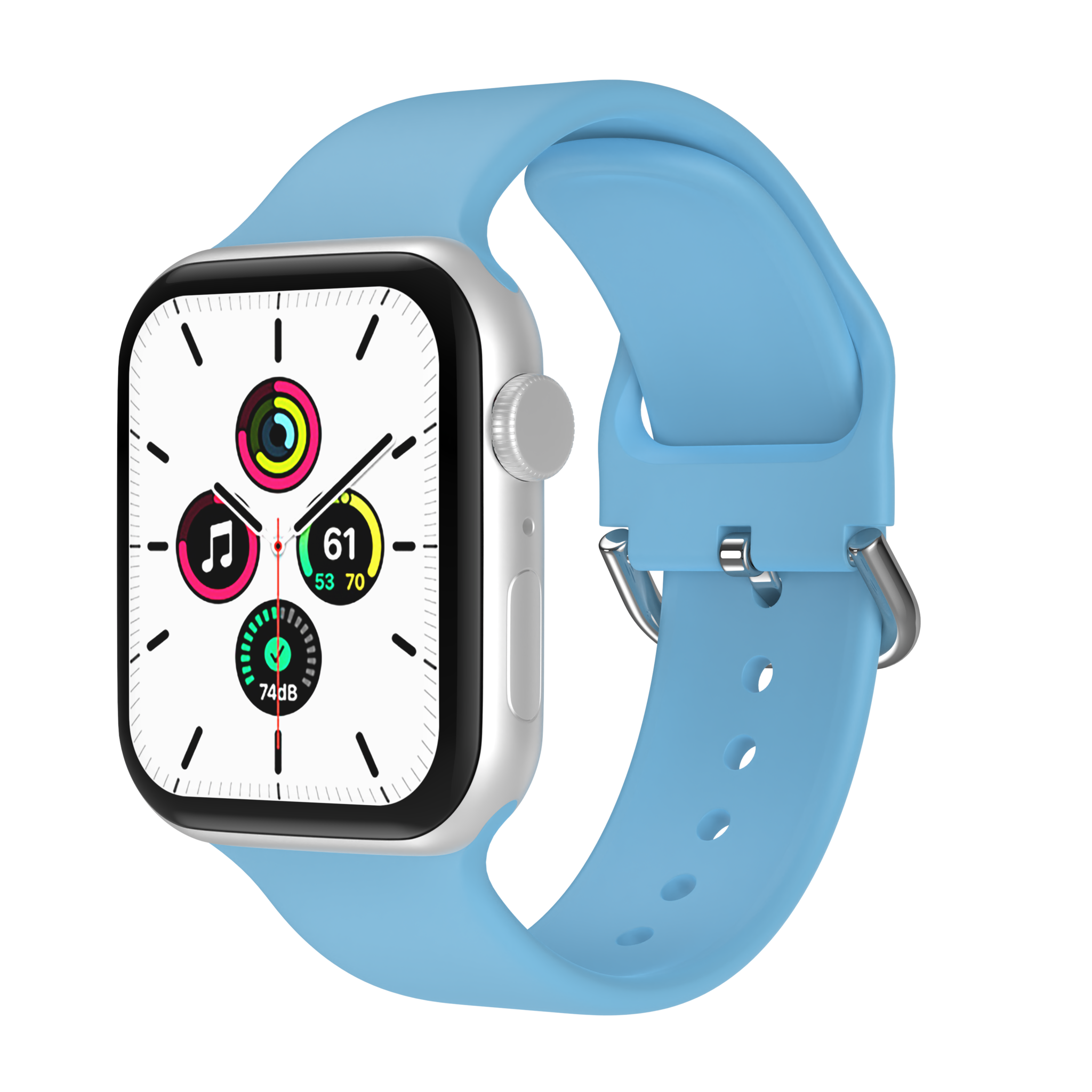 Bandje geschikt voor Apple Watch 38/40MM - Geschikt voor Series 1/2/3/4/5/6/7/8/9/SE/Ultra 1&2 - Maat S - Horlogebandje - Siliconen - Lichtblauw