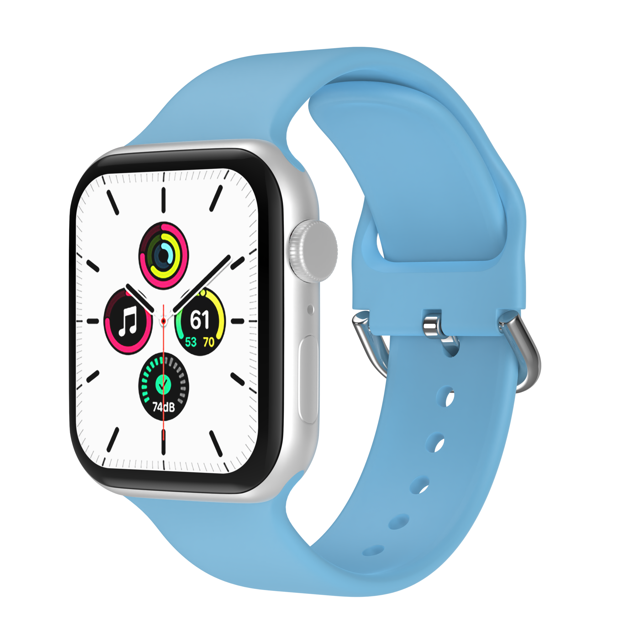 Bandje geschikt voor Apple Watch 42/44MM - Geschikt voor Series 1/2/3/4/5/6/7/8/9/SE/Ultra 1&2 - Maat L - Horlogebandje - Siliconen - Lichtblauw