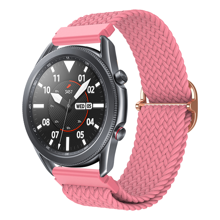Bandje geschikt voor Samsung Galaxy Watch 40/41/42/44/45/46MM - Geschikt voor Samsung Galaxy Watch 1/2/3/4/5/6/7/Classic Watch 4/Watch 5 Pro/Watch 6 Classic/Watch Active/Watch Active 2 - Maat One Size - Horlogebandje - Nylon - Roze afbeelding
