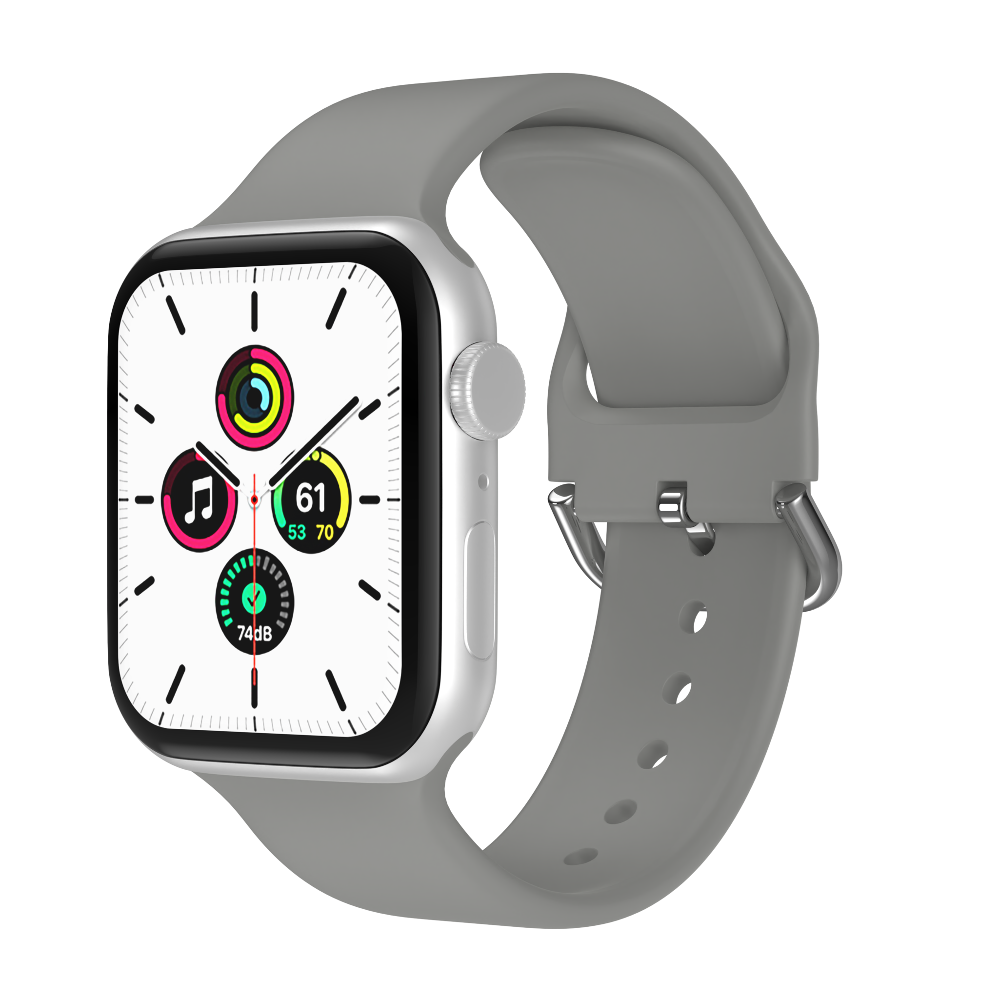 JVS Products Bandje geschikt voor Apple Watch 42/44MM - Geschikt voor Series 1/2/3/4/5/6/7/8/9/SE/Ultra 1&2 - Maat S - Horlogebandje - Siliconen - Grijs