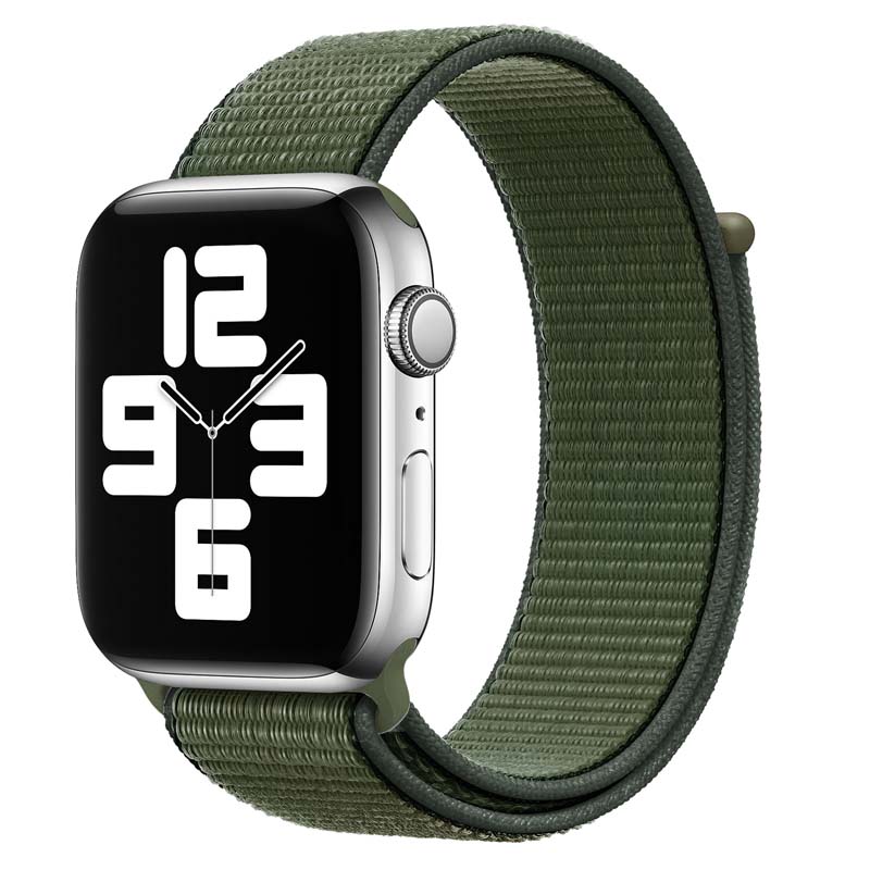Bandje geschikt voor Apple Watch 38/40MM - Geschikt voor Series 1/2/3/4/5/6/7/8/9/SE/Ultra 1&2 - Maat One Size - Horlogebandje - Nylon - Groen