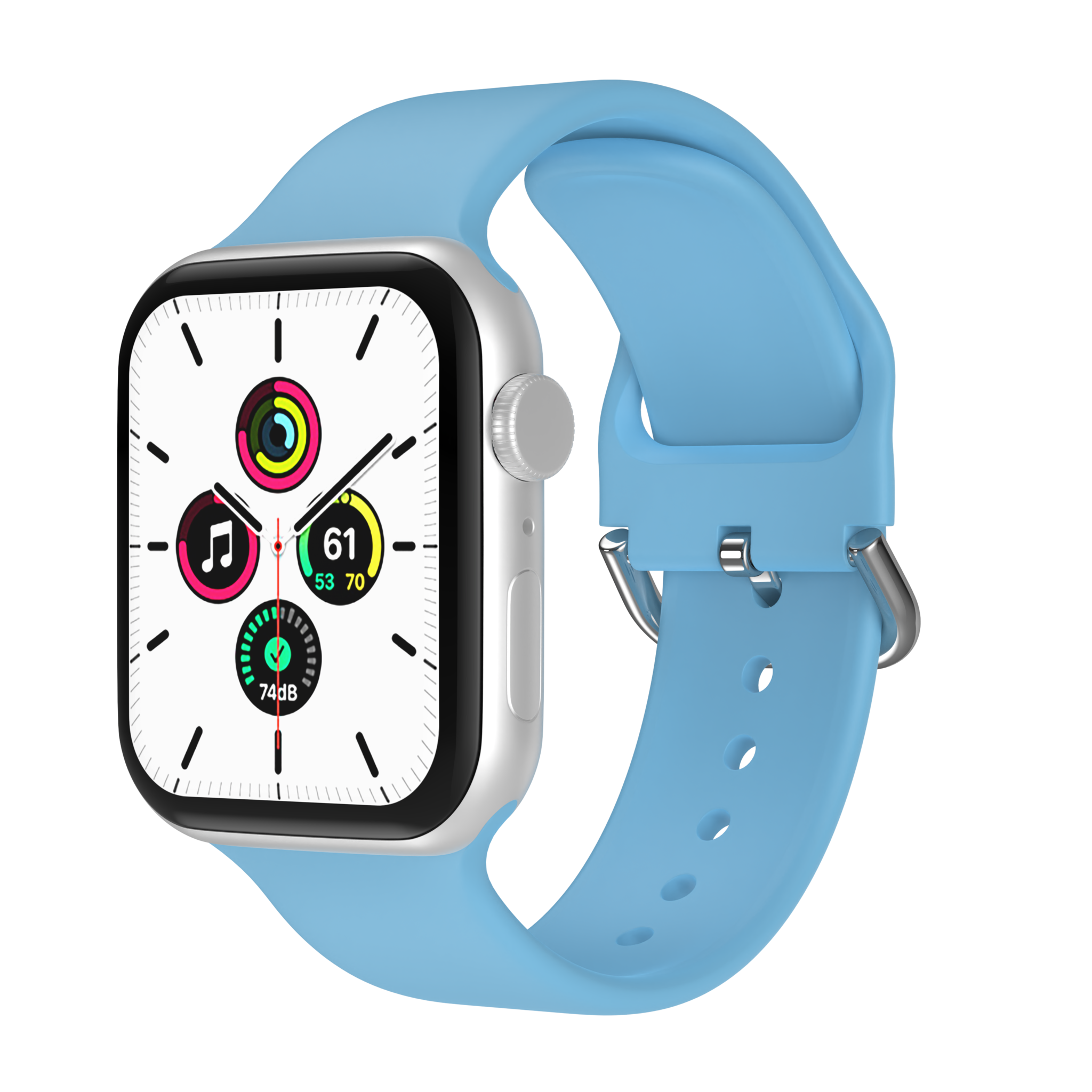 Bandje geschikt voor Apple Watch 38/40MM - Geschikt voor Series 1/2/3/4/5/6/7/8/9/SE/Ultra 1&2 - Maat L - Horlogebandje - Siliconen - Lichtblauw