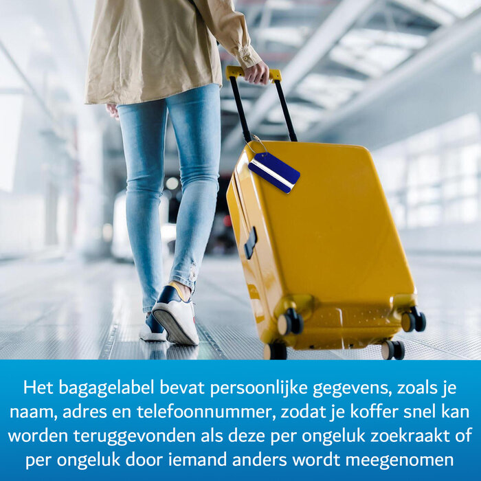 JVS Products Kofferlabel - Bagagelabel - Koffer - Aluminium - Blauw