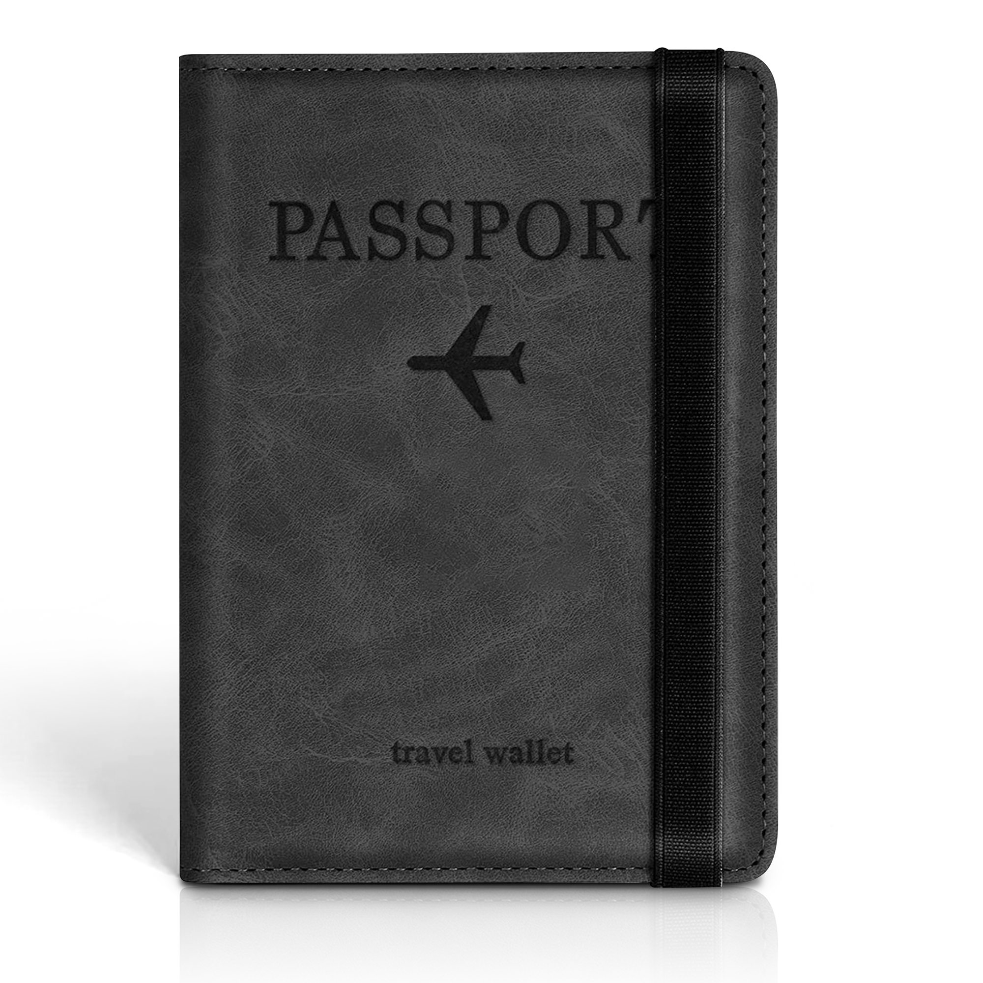 Paspoort hoesje - Paspoorthouder - Paspoort cover - RFID - Kunstleer - Zwart afbeelding