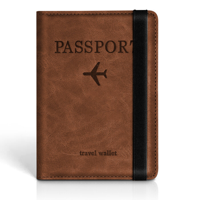 JVS Products Paspoort hoesje - Paspoorthouder - Paspoort cover - RFID - Kunstleer - Bruin