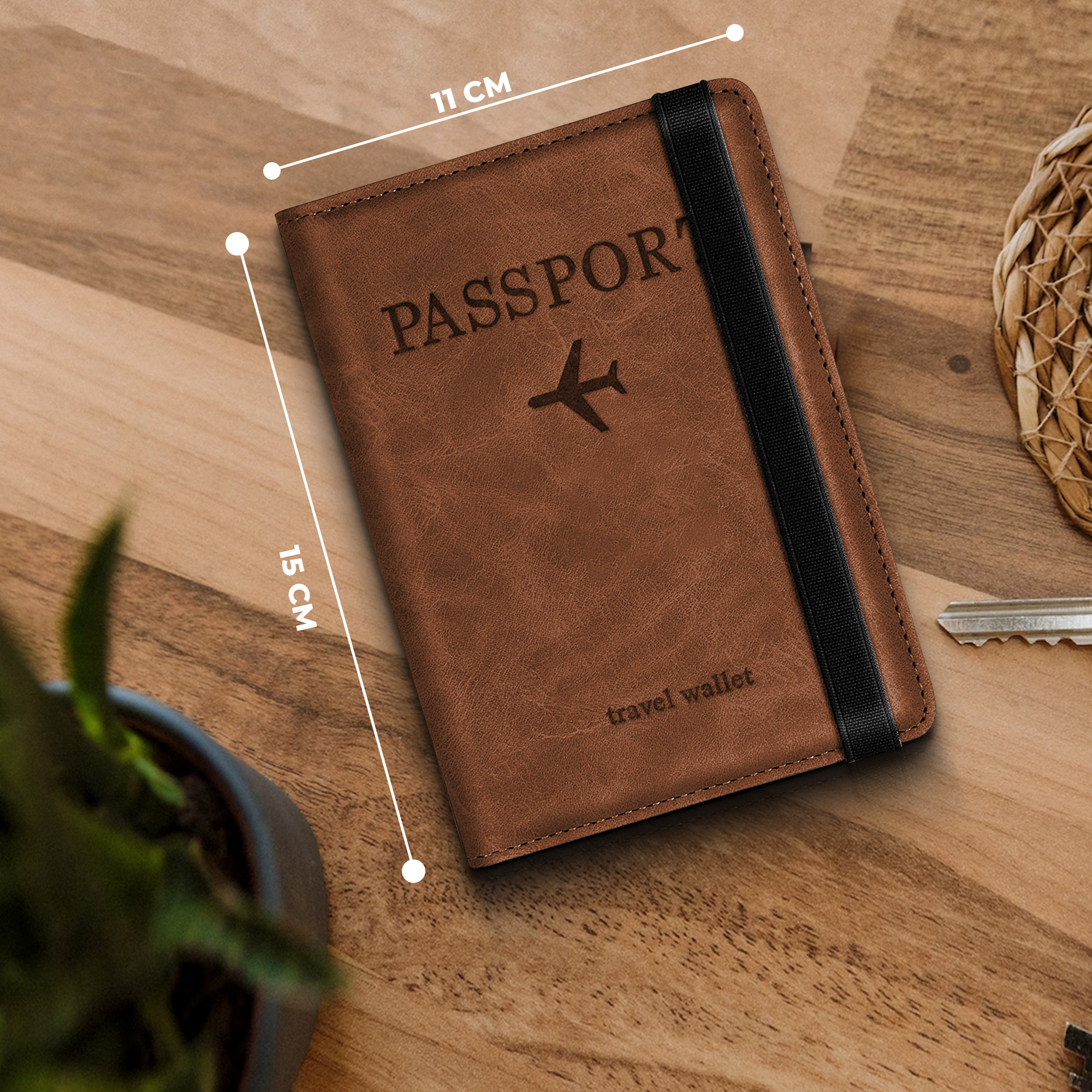 JVS Products Paspoort hoesje - Paspoorthouder - Paspoort cover - RFID - Kunstleer - Bruin