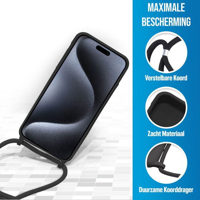 JVS Products Samsung Galaxy S24 Ultra hoesje - Backcover - Koord - Softcase - Flexibel - Siliconen - Zwart