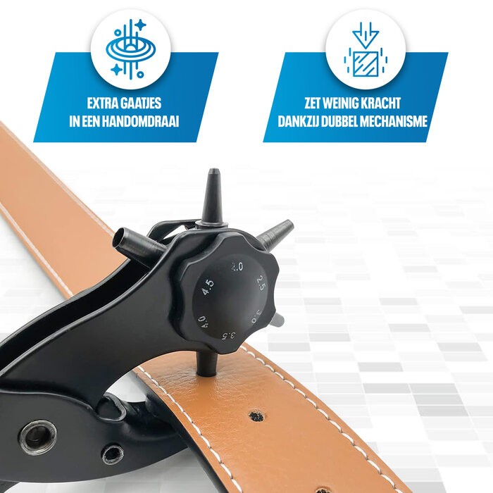 JVS Products Gaatjestang - Gaatjesmaker - Ponstang - Riem - 5-delige Set - Rood/Zwart - Met Handvaten - Met Onderdelen