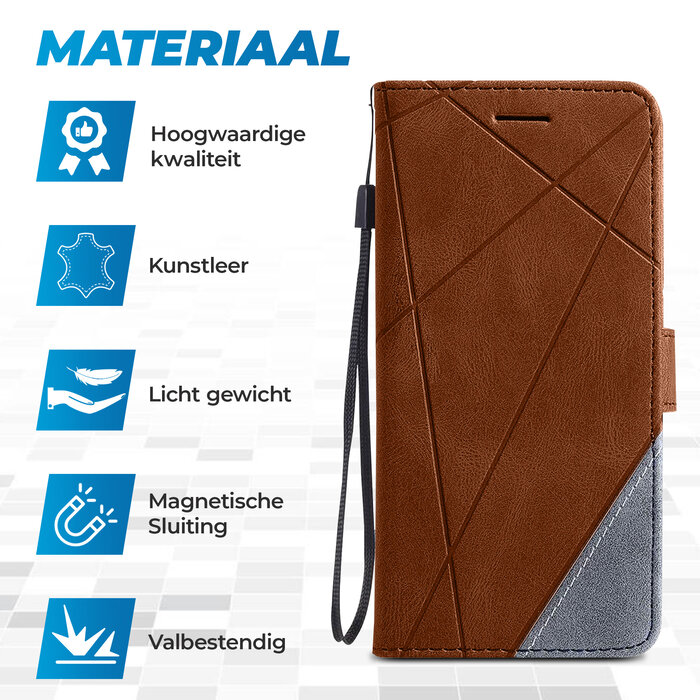 JVS Products iPhone XR hoesje - Bookcase - Pasjeshouder - Portemonnee - Patroon - Kunstleer - Bruin